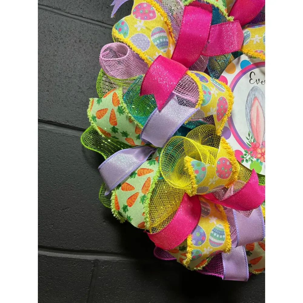 Easter Wreath, Welcome Wreath Front Door Decor Handmade 22 In
